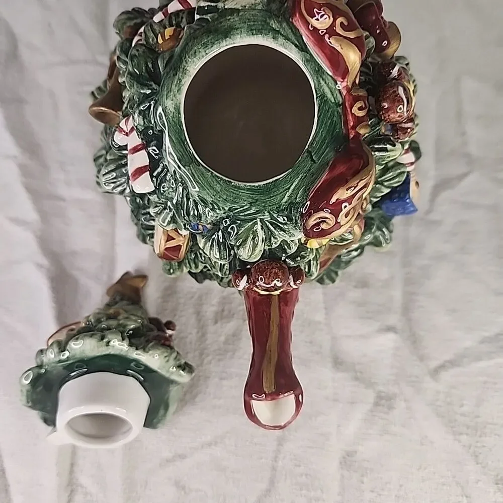Ceramic Teapot Christopher Radko Oh Christmas Tree Decorative 8 7/8
